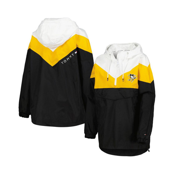 Women's Black, Gold Pittsburgh Penguins Staci Half-Zip Windbreaker Jacket