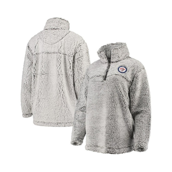 Women's Gray Winnipeg Jets Sherpa Quarter-Zip Pullover Jacket