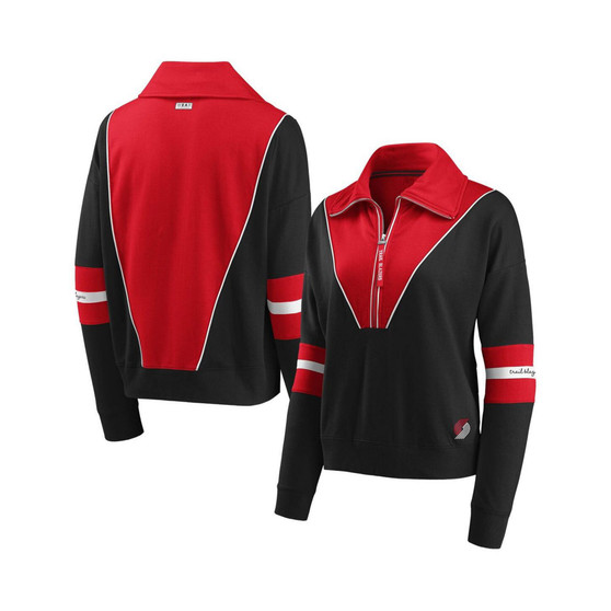 Women's Black Portland Trail Blazers Colorblocked Half-Zip Jacket