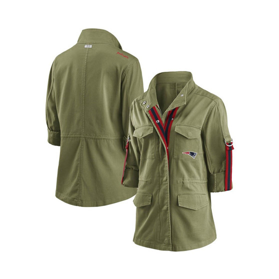 Women's Olive New England Patriots Full-Zip Utility Jacket
