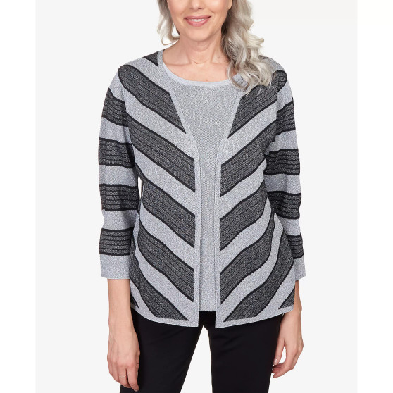 Petite Classics Chevron Stripe Two for One Sweater