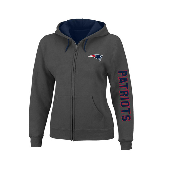 Women's Heather Charcoal New England Patriots Plus Size Fleece Full-Zip Hoodie Jacket