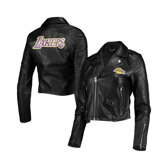 Women's Black Los Angeles Lakers Moto Full-Zip Jacket