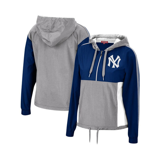 Women's Navy, Gray New York Yankees Half-Zip Windbreaker Jacket