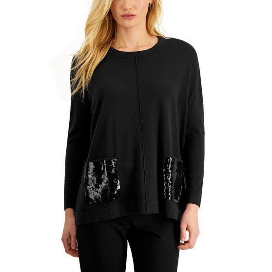 Women's Sequin-Pocket Pullover Sweater