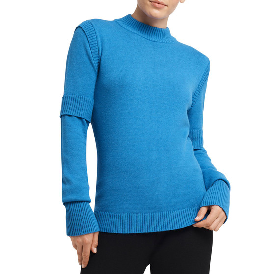Women's Mock-Neck Long Paneled-Sleeve Sweater