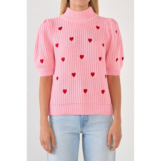 Women's Heart Shape Embroidery Sweater
