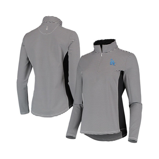 Women's Black Los Angeles Dodgers Aubrey Stripe Block IslandZone Half-Zip Jacket