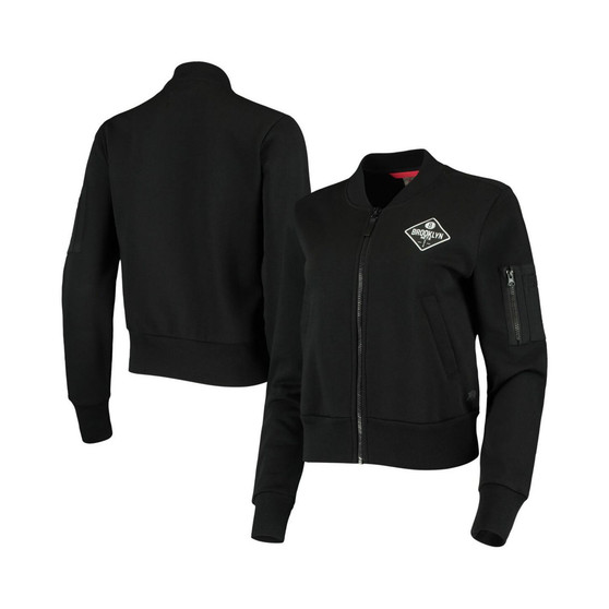 Women's Black Brooklyn Nets Ice Bomber Full-Zip Jacket