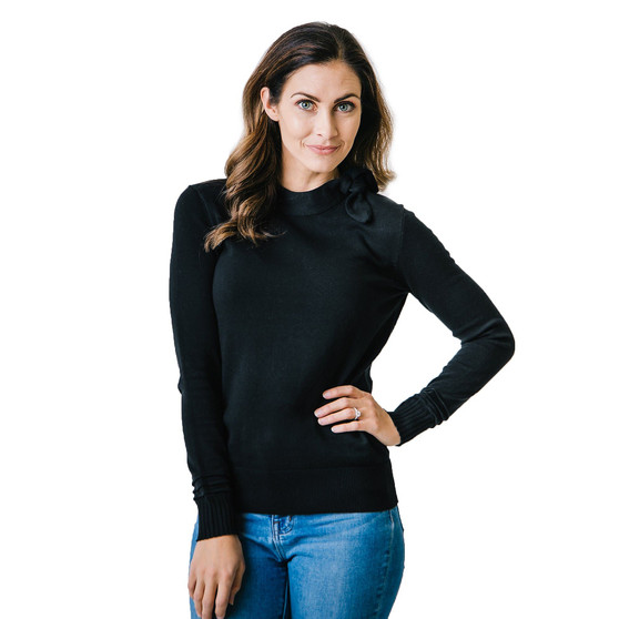 Womens' Long Sleeve Tie-Neck Sweater
