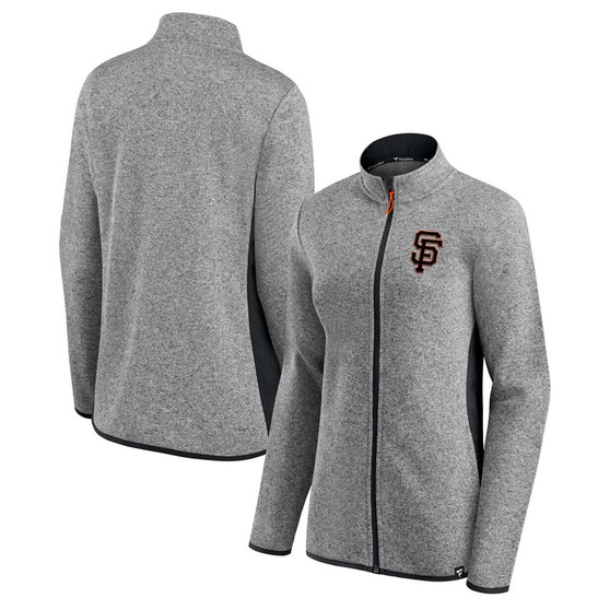 Women's Heather Charcoal San Francisco Giants Primary Logo Fleece Full-Zip Jacket
