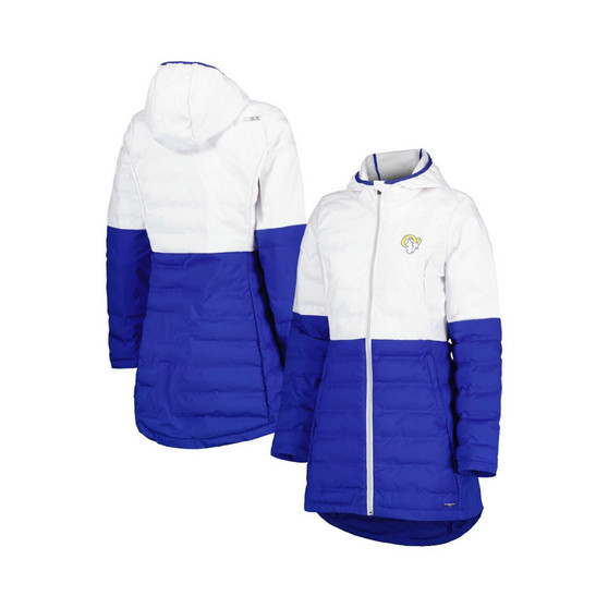 Women's White, Royal Los Angeles Rams Willow Quilted Hoodie Full-Zip Jacket