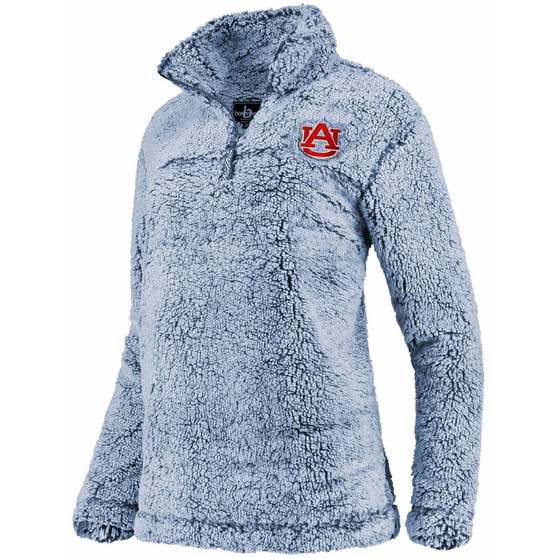 Women's Navy Auburn Tigers Sherpa Super Soft Quarter Zip Pullover Jacket