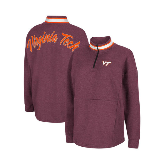 Women's Heathered Maroon Virginia Tech Hokies Alice 2-Hit Fleece Quarter-Zip Jacket