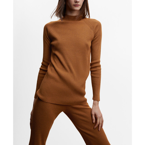 Women's High Collar Ribbed Knit Sweater