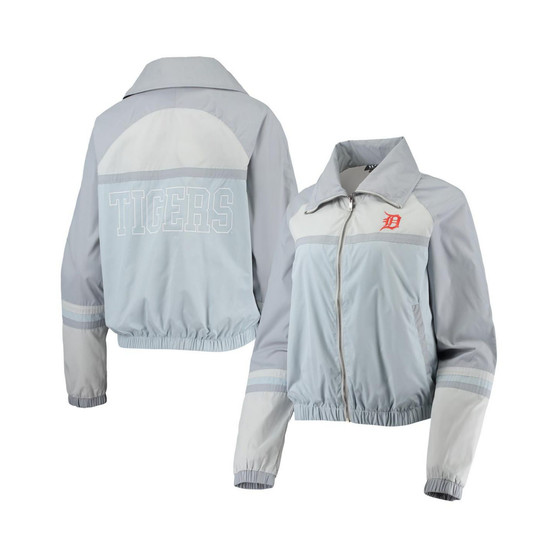 Women's Navy Detroit Tigers Colorblock Track Raglan Full-Zip Jacket