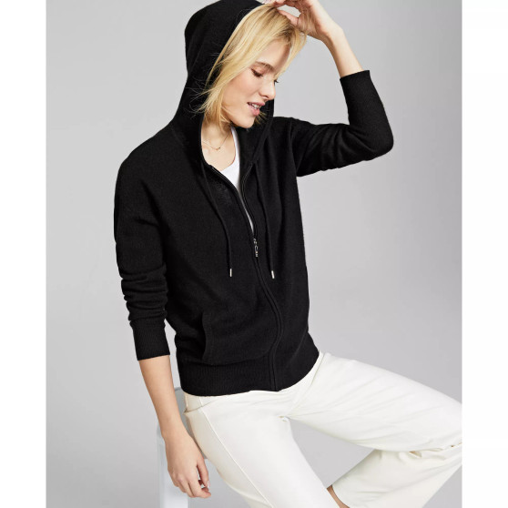 Petite 100% Cashmere Zip Hoodie, Created for Macy's