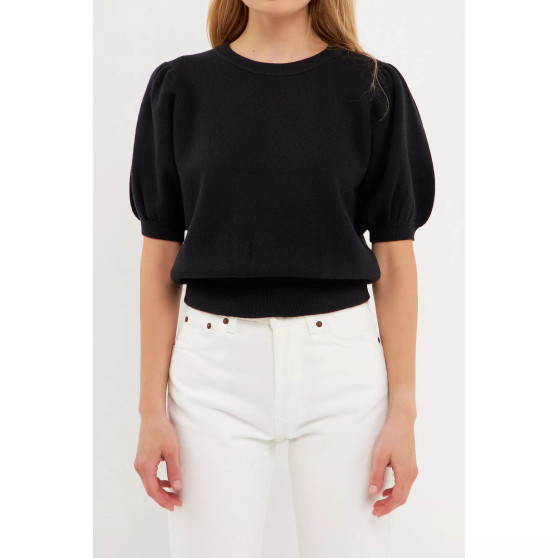 Women's Short Puff Sleeve Knit Top