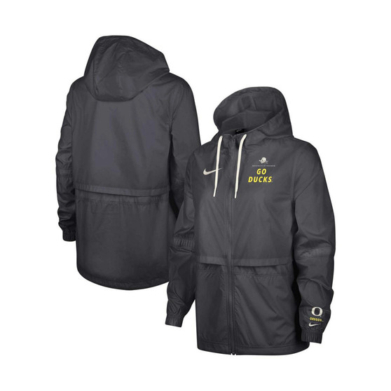 Women's Anthracite Oregon Ducks 2-Hit Windrunner Performance Full-Zip Jacket