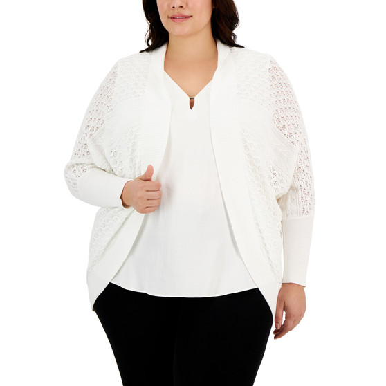 Plus Size Knit Round Cardigan