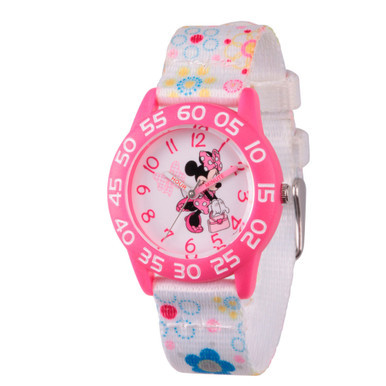 Disney Minnie Mouse Girls' Pink Plastic Time Teacher Watch