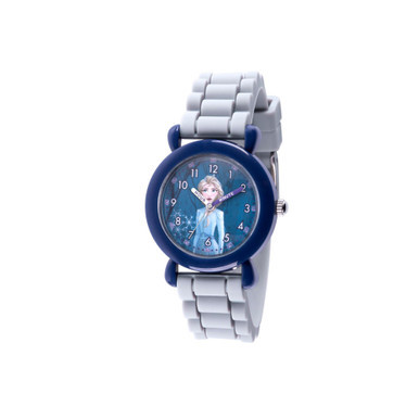 Disney Frozen 2 Elsa Girl's Blue Plastic Time Teacher Watch 32mm