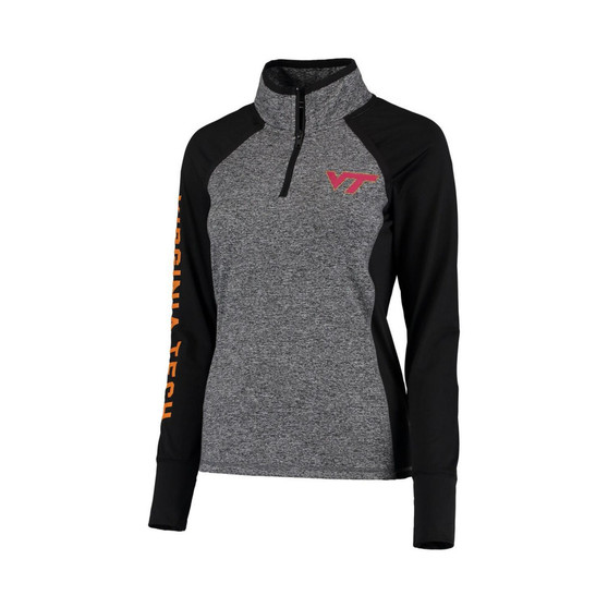 Women's Gray, Black Virginia Tech Hokies Finalist Quarter-Zip Pullover Jacket