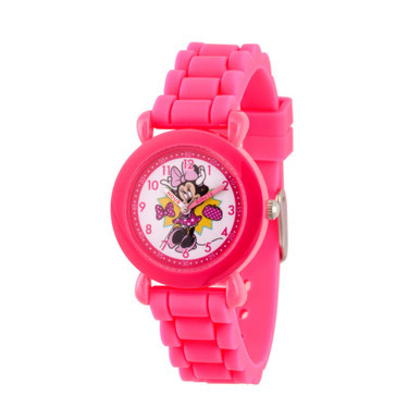 Girl's Disney Minnie Mouse Pink Plastic Time Teacher Strap Watch 32mm