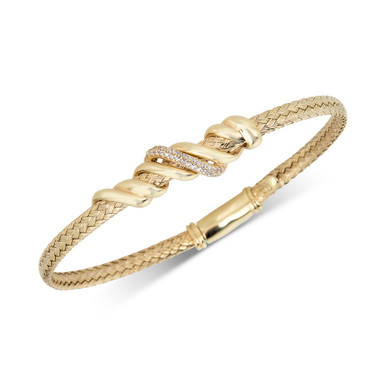 Diamond Twist Bangle Bracelet (1/8 ct. t.w.) in 14k Gold-Plated Sterling Silver
