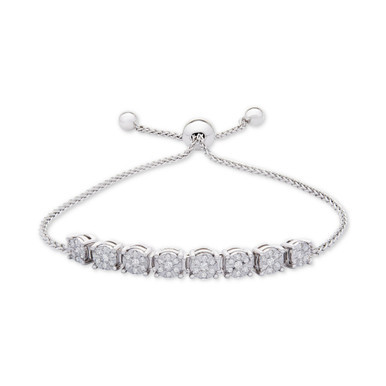 Diamond Cluster Bolo Bracelet (1/5 ct. t.w.) in Sterling Silver
