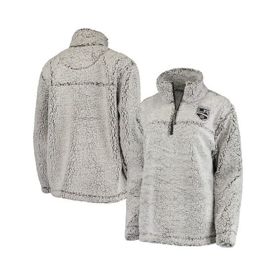 Women's Gray Los Angeles Kings Sherpa Quarter-Zip Pullover Jacket