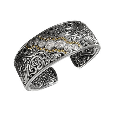 Balissima by EFFY® Diamond Round Swirl Diamond Cuff (1/4 ct. t.w.) in 18k Gold and Sterling Silver