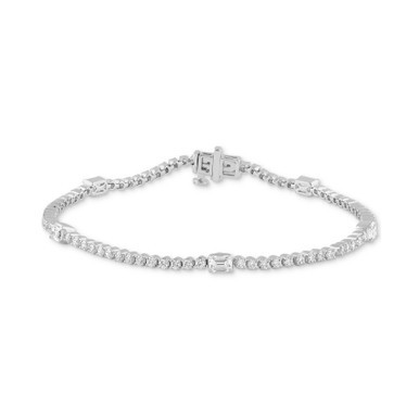 Lab Grown Diamond Round & Emerald-Cut Tennis Bracelet (2-3/4 ct. t.w.) in 14k White Gold