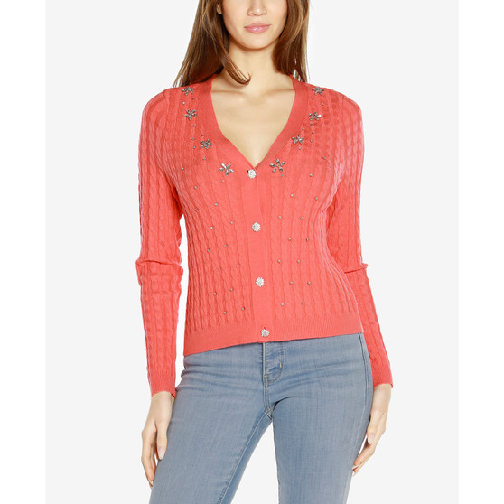 Black Label Petite Embellished Button-Front Cardigan Sweater