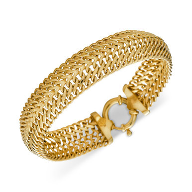 Woven Link Wide Chain Bracelet in 10k Gold