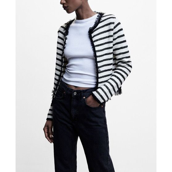 Women's Frayed Striped Cardigan