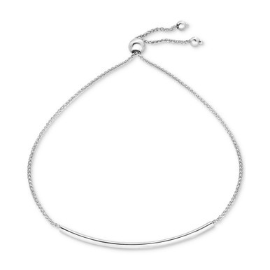 Polished Bar Bolo Bracelet in 10k White Gold