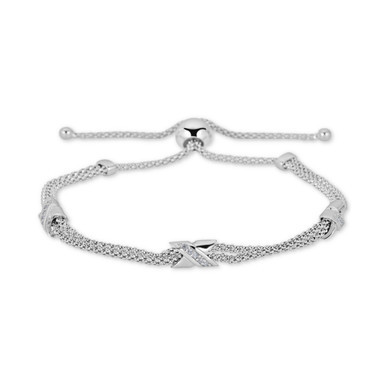 Diamond X Bolo Bracelet (1/8 ct. t.w.) in Sterling Silver