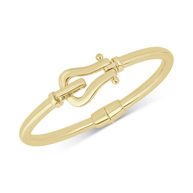 Horseshoe Hook Bangle Bracelet in 14k Gold-Plated Sterling Silver