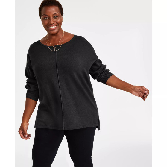 Plus Size Front-Seam Tunic Sweater, Created for Macy's