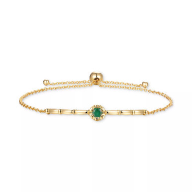 Emerald & Polished Bar Bolo Bracelet (1/3 ct. t.w.) in Gold-Plated Sterling Silver (Also in Ruby & Sapphire)