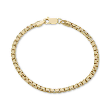 Box Link Chain Bracelet in 14k Gold-Plated Sterling Silver