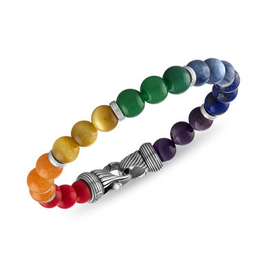 Multi-Stone Rainbow Beaded Bracelet in Sterling Silver, Created for Macy's