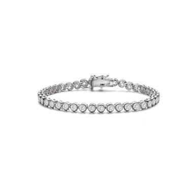 White Gold Plated Cubic Zirconia Tennis Bracelet