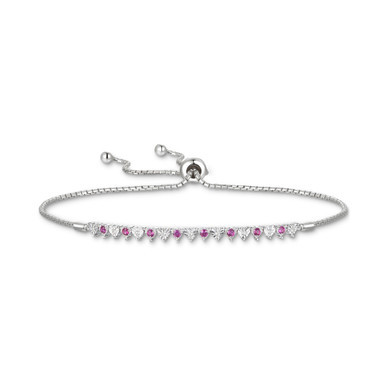 Ruby (1/4 ct. t.w.) & Diamond (1/20 ct. t.w.) Bolo Bracelet in Sterling Silver