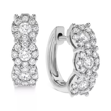 Diamond Halo Hoop Earrings (1 ct. t.w.) in 14k Gold or 14k White Gold