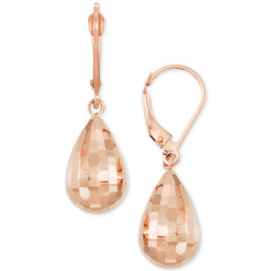 Textured Teardrop Drop Earrings in 14k Rose Gold