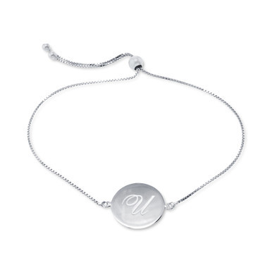 Engraved Script Initial Disc Bolo Bracelet in Sterling Silver, Created for Macy's