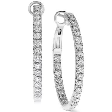 Diamond In & Out Hoop Earrings (1 ct. t.w.) in 14k Gold
