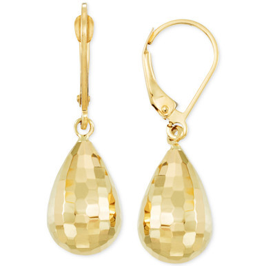 Mirror-Cut Teardrop Drop Earrings in 14k Gold